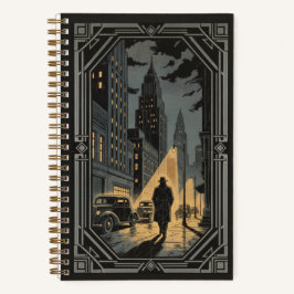 Vintage Film Noir City Rain & Art Deco Journal