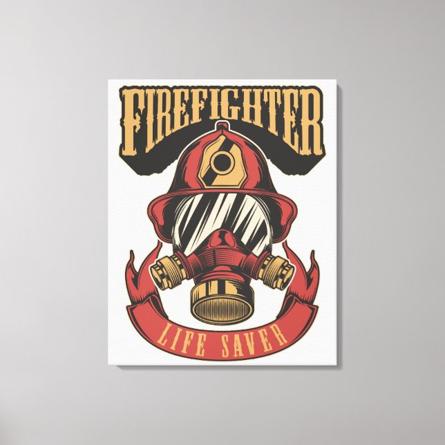 Vintage Firefighter Helmet Canvas Print (Frente)