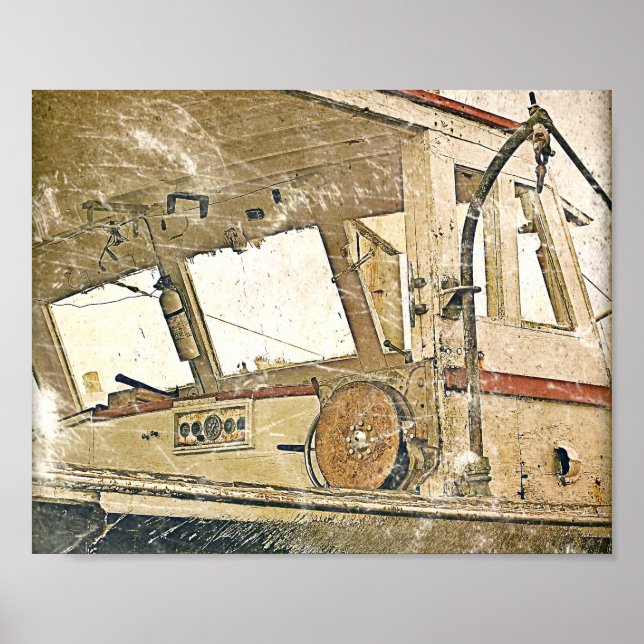 Vintage Fishing Boat Nautical Poster (Frente)