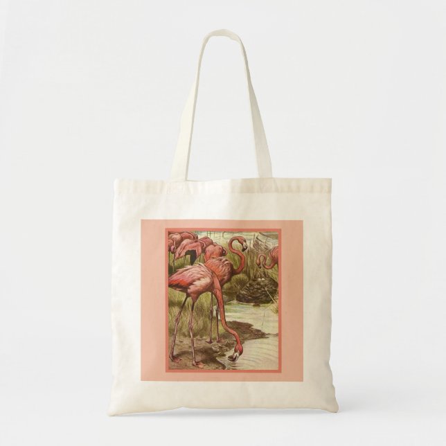 Vintage Flamingo Illustration Impressão Bolsa (Frente)