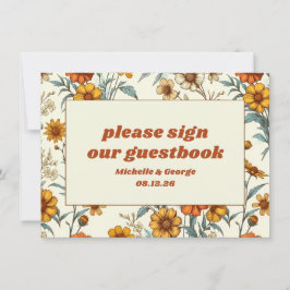 Vintage Floral 70s - Eterno Sinal de Guestbook de 