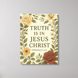 Vintage Floral "A Verdade Está Em Jesus" Canvas