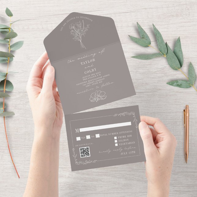 Vintage Floral Ametyst Casamento QR Código Todos (Criador carregado)
