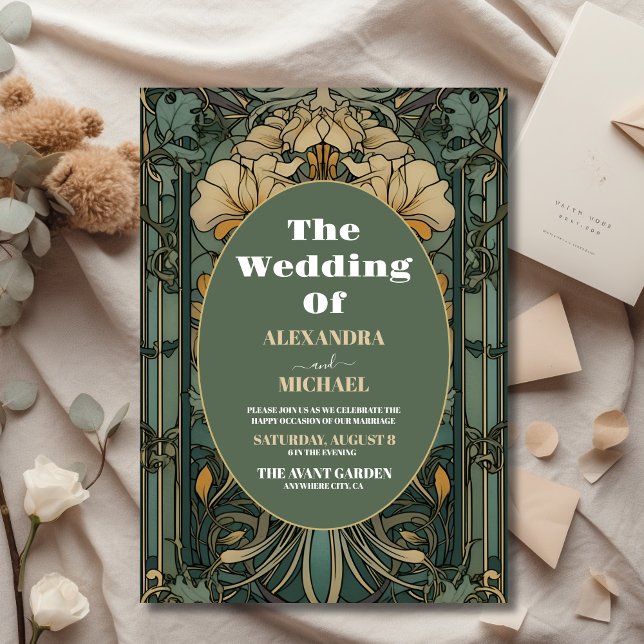 Vintage Floral Art Nouveau Casamento (Criador carregado)