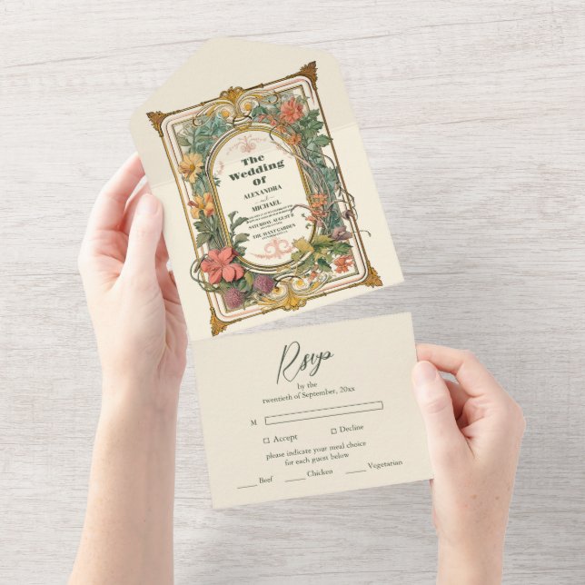 Vintage Floral Art Nouveau Wedding (Aba destacável)