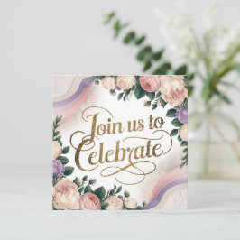 Vintage Floral Birthday Convite