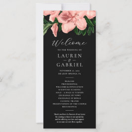 Vintage Floral Blush Pink Black Weding Program