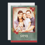 Vintage Floral Cartões de foto de Natal Chalkboard<br><div class="desc">Um Cartões de foto de Natal com um design floral vintage em um fundo tipo quadro-negro. Visite o Novo blog Paperie para obter mais >>https://freshpaperie.blogspot.com</div>