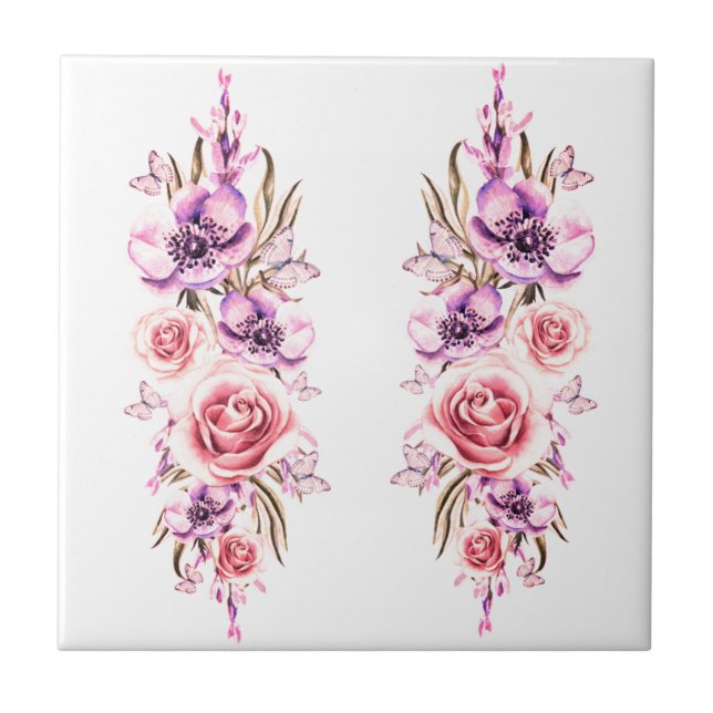 Vintage Floral Cerâmica Azulejo (Frente)