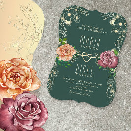 Vintage Floral Chic Emerald Green Wedding