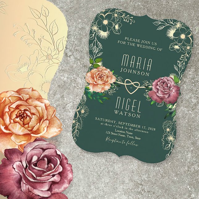 Vintage Floral Chic Emerald Green Wedding (Criador carregado)