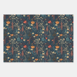 Vintage, floral, colorido, campo de flores silvest