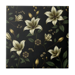 Vintage Floral com Folhagem Verde