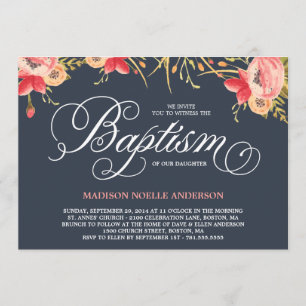 Vintage Floral  Convite Baptism
