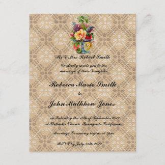 Vintage floral Convite de casamento Embossed