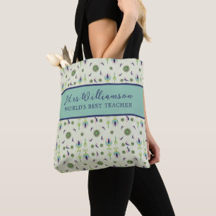 Vintage Floral Cream Teacher Tote Bag