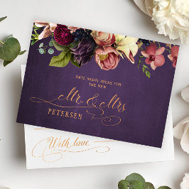 Vintage floral data noturna ideias Cartão de chá d