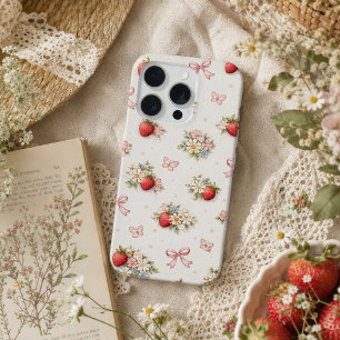 Vintage Floral de Morango Sem Costuras cottagecore