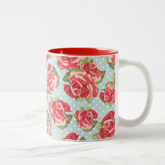 Vintage floral dos rosas do chique da caneca