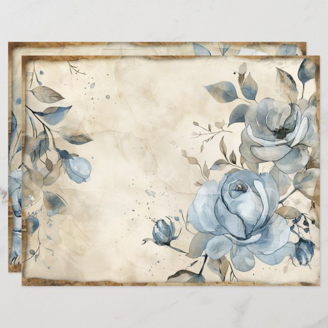 Vintage Floral Dusty Rosas Scrapbook (Frente/Verso)