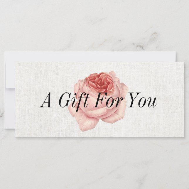 Vintage Floral Elegant Linen Gift Certificate (Frente)