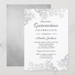 Vintage Floral Elegante Quinceanera Convite