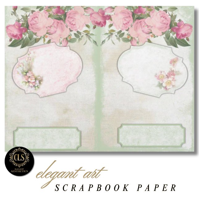 Vintage Floral Ephemera #11 Scrapbook Paper  (Decoupage Paper – Vintage Floral Ephemera 11)
