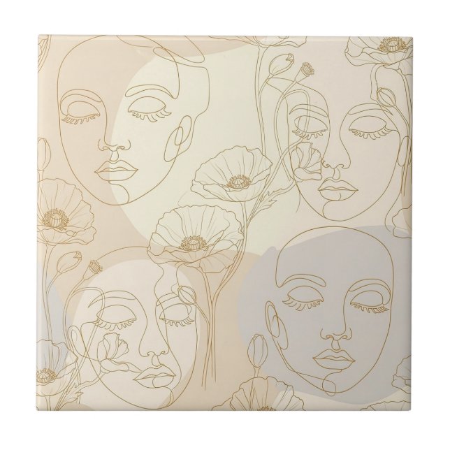 Vintage Floral Face Line Pattern (1) (Frente)