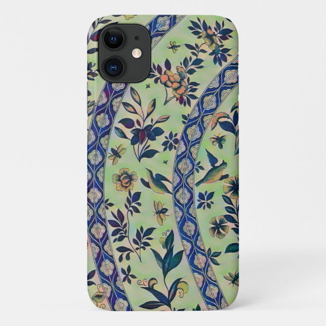 Vintage Floral Flower Stripe Capa de telefone (Verso)