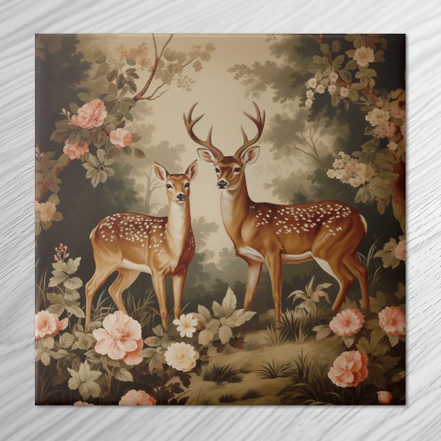 Vintage Floral Forest Deer (Criador carregado)
