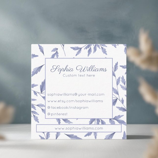 vintage floral francês cartão de visita azul (Criador carregado)