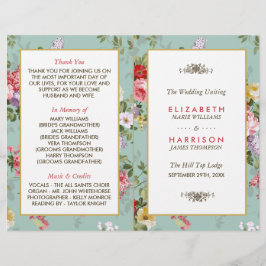 Vintage Floral Garden Botanical Weding Program