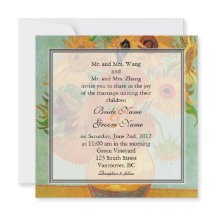 Vintage floral girassol convite para o casamento