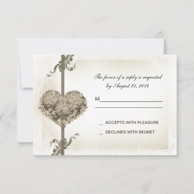 vintage floral Heart, design rsvp (Frente)