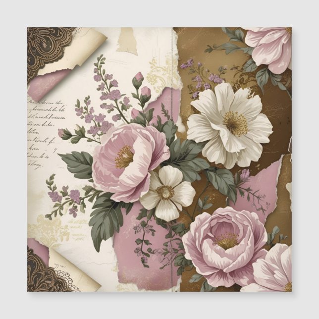 Vintage Floral - Magnetic Card (Frente)