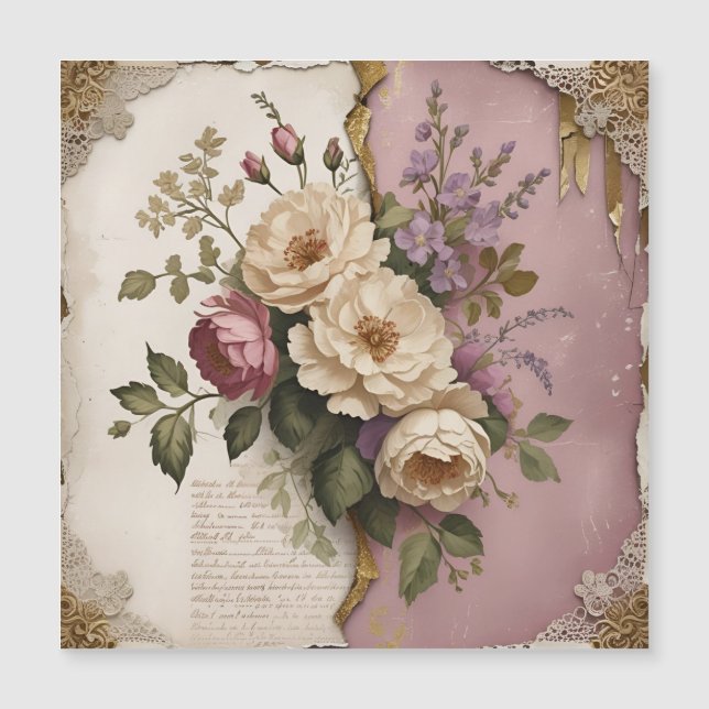 Vintage Floral - Magnetic Card  (Frente)