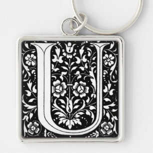 Vintage Floral Monograma "U" - Chaveiro