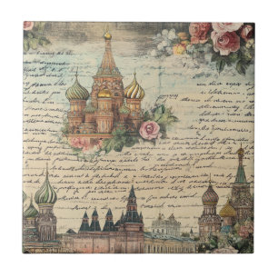 Vintage Floral Moscou Trabalho de arte - Script ma