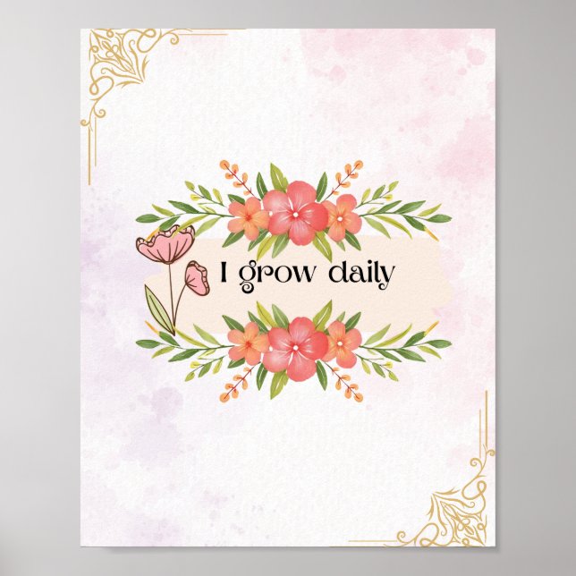 Vintage Floral Motivational Quote Impressão (Frente)