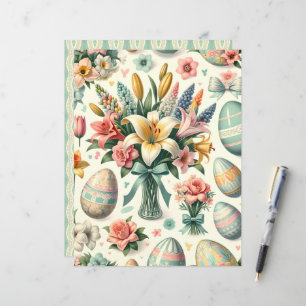 Vintage Floral Páscoa Scrapbook Paper
