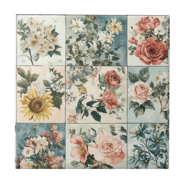 Vintage Floral Patch Style Design (Frente)