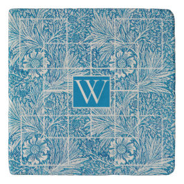 Vintage Floral Patterno Azul e White Stone