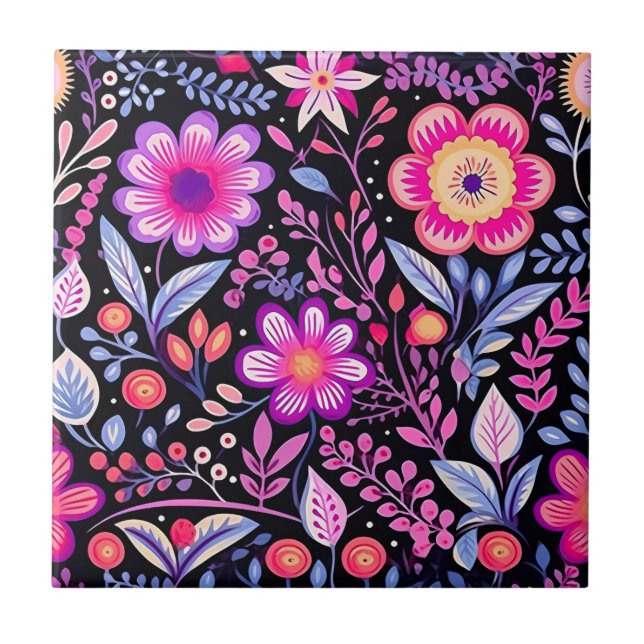 Vintage Floral Patterno Purple Flowers Chique (Frente)