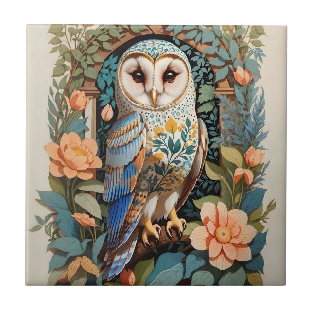Vintage Floral Patterted Barn Owl (Frente)