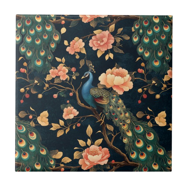 Vintage Floral Peacock Pattern (Frente)