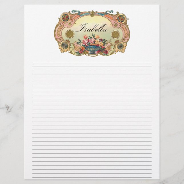 Vintage Floral Personelizado Linked Letterhead (Frente)