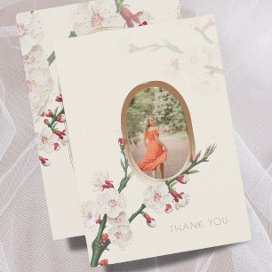 Vintage Floral Photo Sympathy Cartões de agradecim