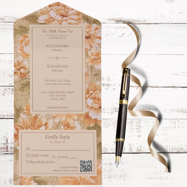 Vintage Floral QR Code (Also available without QR code. )