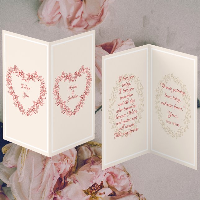 Vintage Floral Red Love Heart Day (Criador carregado)