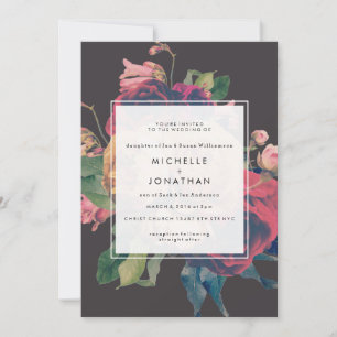 Vintage Floral Rosas Convite De Casamento